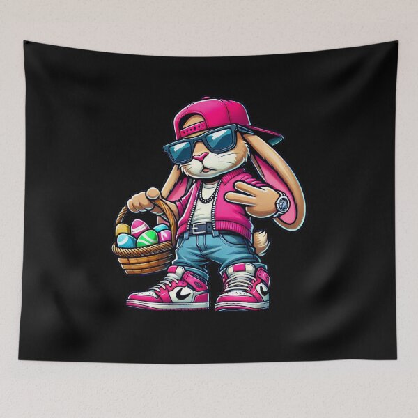 Item preview, Cool Easter Bunny in Streetwear with Basket of Eggs designed and sold by Aredbox.