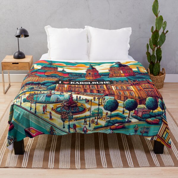 Item preview, Karlsruhe Comic Style Travel Art – Vibrant AI Design of German City for Clothing & Accessories | Vacation Adventure designed and sold by knalpot-design.