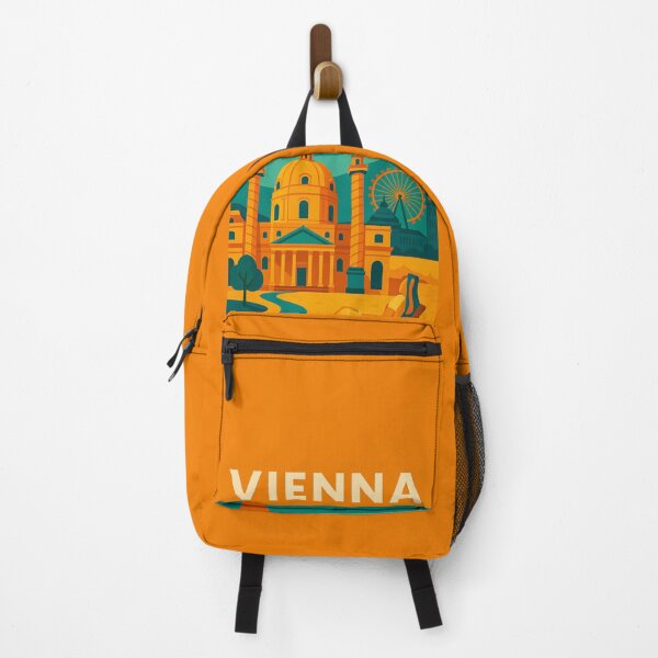 Item preview, Retro Vienna Austria Travel Poster – Vintage Karlskirche, Ferris Wheel & Cityscape Wall Art designed and sold by Bored Duck.
