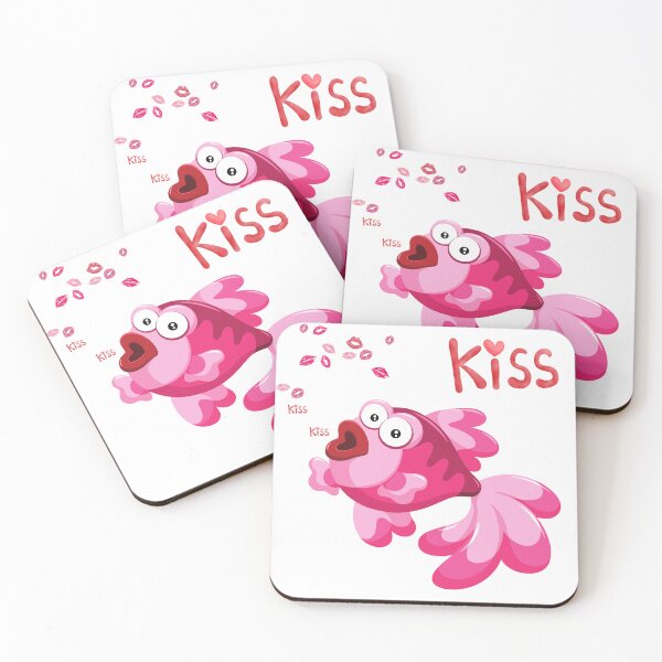 Item preview, Pink fish with open mouth and kiss designed and sold by LaUnArt.