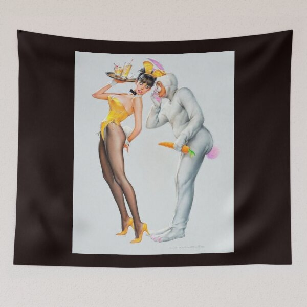 Item preview, The pin-up girl and the cheeky Easter bunny. designed and sold by VintageManiac.