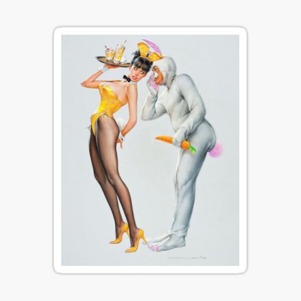 Item preview, The pin-up girl and the cheeky Easter bunny. designed and sold by VintageManiac.