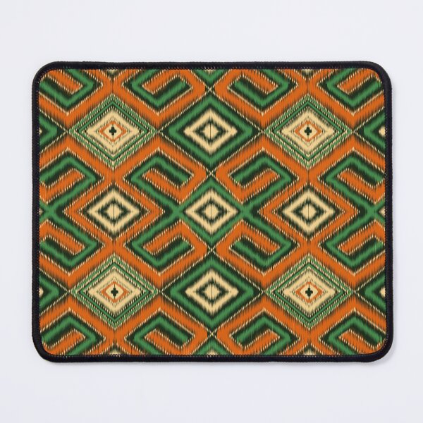 Item preview, Modern Thai Geometric Ikat – Orange and Green Tribal Diamond Pattern designed and sold by Mondee Shop.