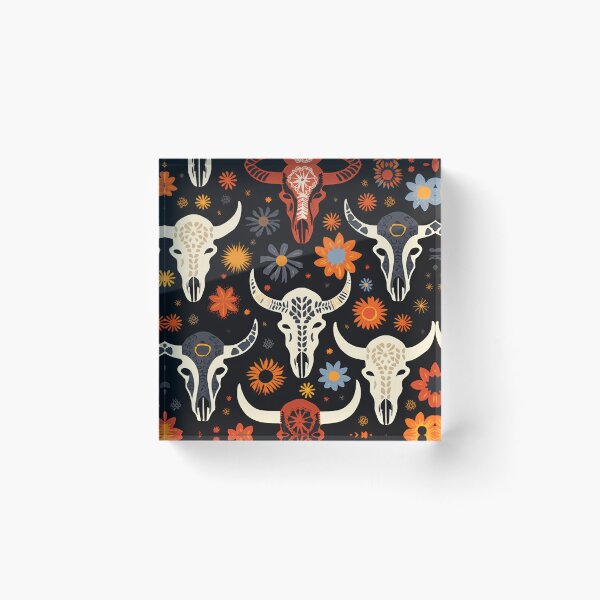 Item preview, Folk Art Cow Skulls - Southwest Design designed and sold by GalleryOXO.