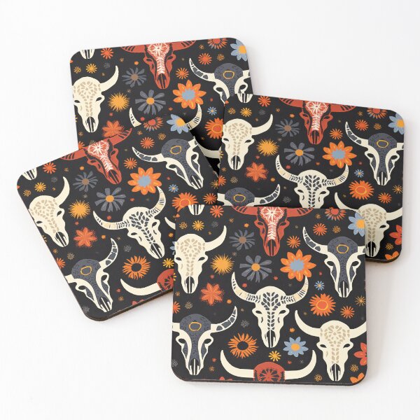 Item preview, Folk Art Cow Skulls - Southwest Design designed and sold by GalleryOXO.