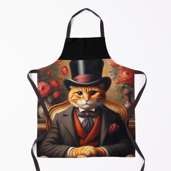 Item preview, Aristocrat red tabby sir sitting in vintage armchair wearing elegant suit red peonies backdrop digitalart designed and sold by EmeraldeaArt.