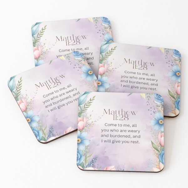 Item preview, Matthew 11:28 Christian Bible Verse With Floral Border designed and sold by Our Bible Journey.