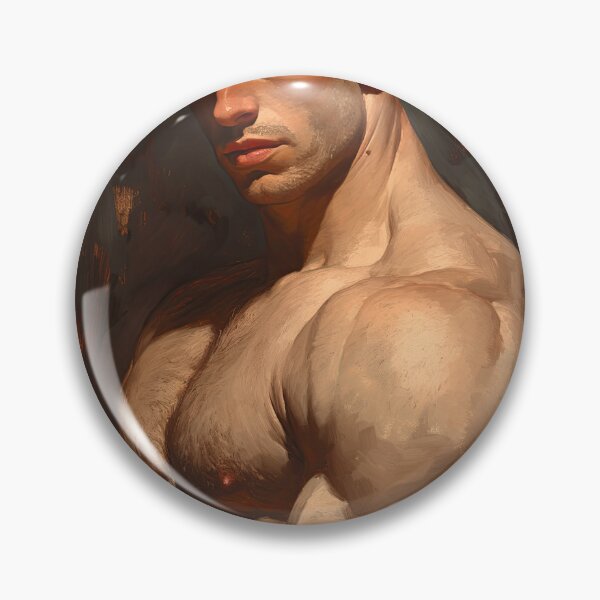 Item preview, Torso Portrait of a Curly-Haired Athlete Oil Painting designed and sold by ChanningsPinups.