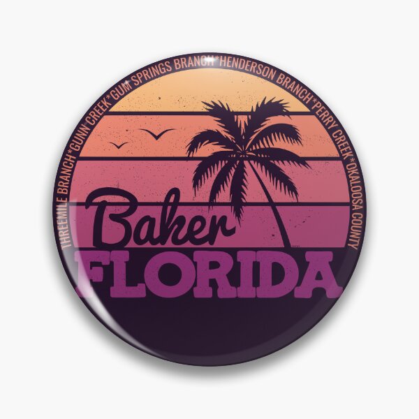 Artikelvorschau, Baker Florida Retro Sonnenuntergang Lokales Stolz-Logo entworfen und verkauft von CRHPOD20.