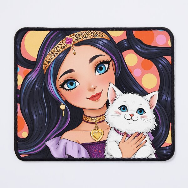 Item preview, Cartoon Princess with a white kitty cute scene designed and sold by EmeraldeaArt.