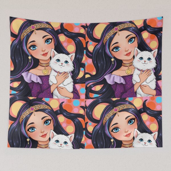 Item preview, Cartoon Princess with a white kitty cute scene designed and sold by EmeraldeaArt.