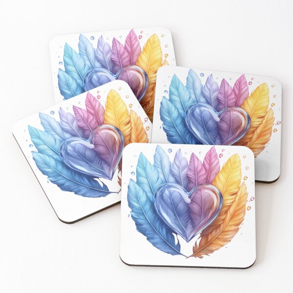 Item preview, Ethereal Glass Heart & Feathers designed and sold by Small Mandarin.