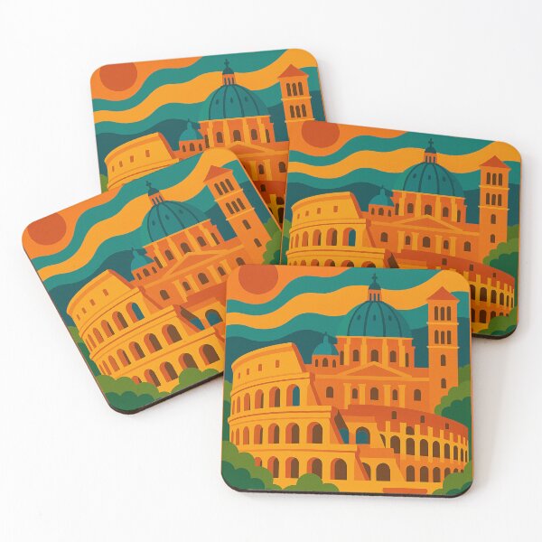 Item preview, Vintage Rome Italy Travel Poster – Retro Colosseum, Dome & Ancient Architecture Wall Art designed and sold by Bored Duck.