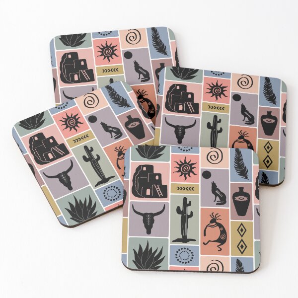 Item preview, Southwestern Tribal Pattern - Feather, Kokopelli, Wolf, and Agave Silhouettes designed and sold by chrisdembinski.