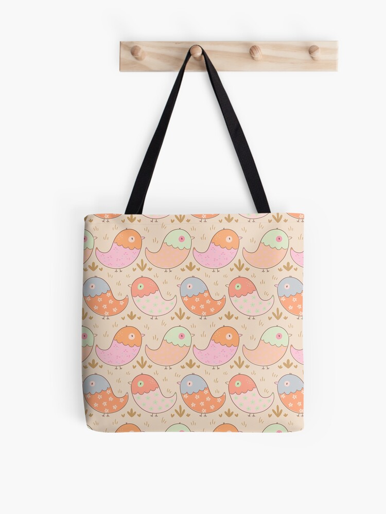 Thumbnail 1 of 2, Tote Bag, Cute Baby Farm Birds Chicken Chicks Country Living Garden Brown designed and sold by wispyfox.