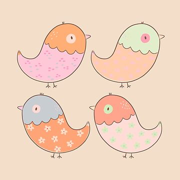 Artwork thumbnail, Cute Baby Farm Birds Chicken Chicks Country Living Garden Brown by Prajakta Rao