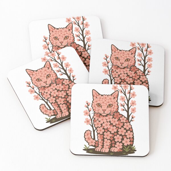 Item preview, Sakura Blossom Cat – Elegant Floral Cat Illustration with Cherry Blossoms designed and sold by ManeeStore.