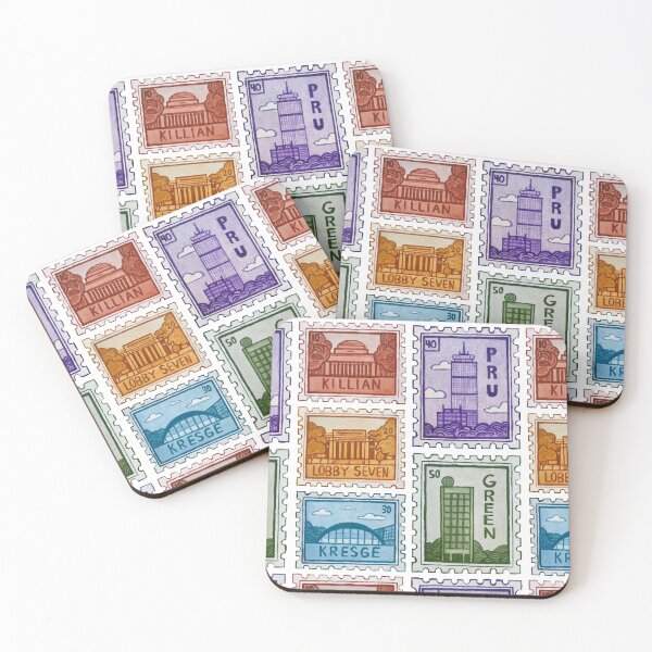 Item preview, Faux Vintage Watercolor Stamps Depicting MIT and Boston designed and sold by WrenInFlight.