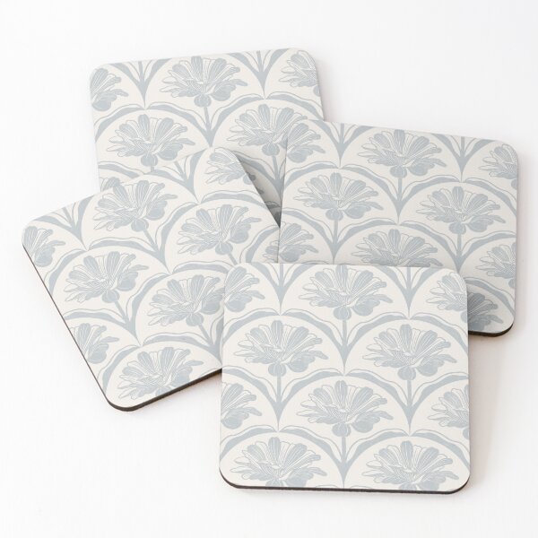 Item preview, Floral Scallop Block Print Pattern - Ibis White & Krypton designed and sold by chrisdembinski.