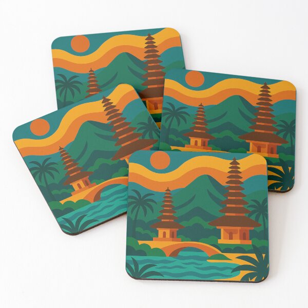 Item preview, Vintage Bali Indonesia Travel Poster – Retro Tropical Temples, Palms & Island Paradise Wall Art designed and sold by Bored Duck.