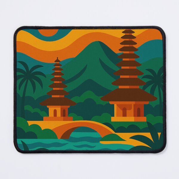 Item preview, Vintage Bali Indonesia Travel Poster – Retro Tropical Temples, Palms & Island Paradise Wall Art designed and sold by Bored Duck.
