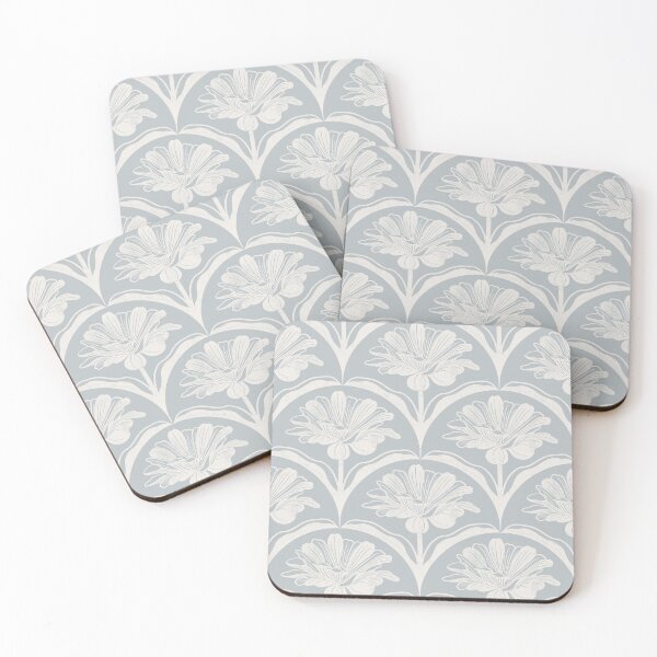Item preview, Floral Scallop Block Print Pattern - Krypton & Ibis White  designed and sold by chrisdembinski.