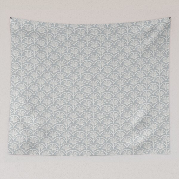 Item preview, Floral Scallop Block Print Pattern - Krypton & Ibis White  designed and sold by chrisdembinski.