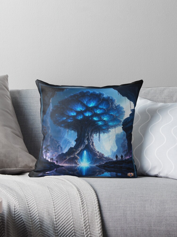 Discovery Of The Forest Treasure, The Sacred Tree Of Light AI Concept Art by Xzendor7 4 Discovery Of The Forest Treasure, The Sacred Tree Of Light Captivating AI Concept Art by Xzendor7 Decorative Art Print Throw Pillow
