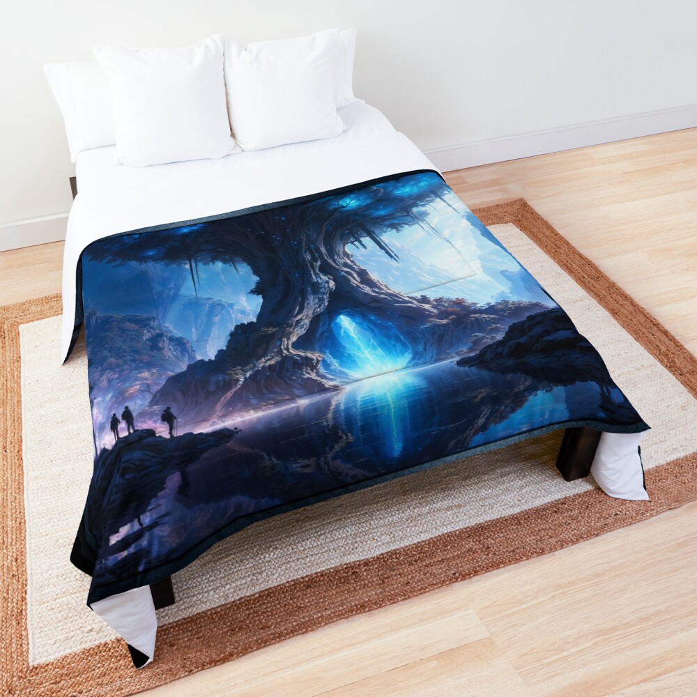 Discovery Of The Forest Treasure, The Sacred Tree Of Light AI Concept Art by Xzendor7 3 Discovery Of The Forest Treasure, The Sacred Tree Of Light Captivating AI Concept Art by Xzendor7 Decorative Art Print Comforter