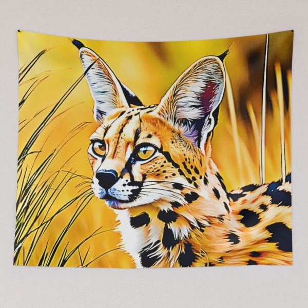 Item preview, African Serval Art designed and sold by Health And Fitness Posts e-Store.