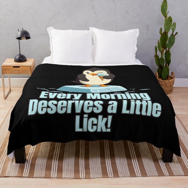 Item preview, Funny Penguin with Ice Cream and Morning Lick Quote, Ice Bath designed and sold by IceBathDESIGNS.