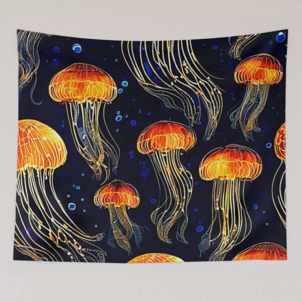 Item preview, Glowing Ocean Jellyfish Art designed and sold by Health And Fitness Posts e-Store.
