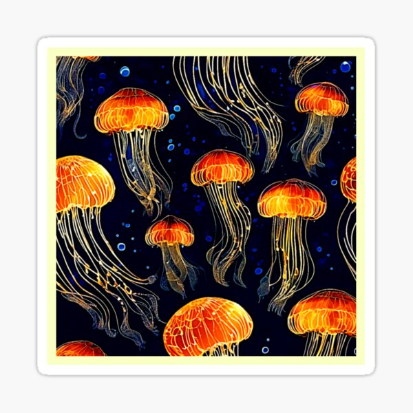 Item preview, Glowing Ocean Jellyfish Art designed and sold by Health And Fitness Posts e-Store.