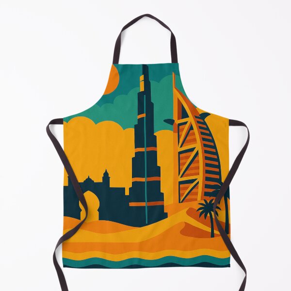 Item preview, Vintage Dubai UAE Travel Poster – Retro Burj Khalifa, Burj Al Arab & Desert Skyline Wall Art designed and sold by Bored Duck.