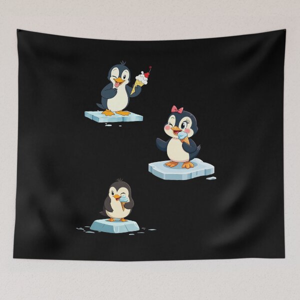 Item preview, Cute Penguin Family Enjoying Ice Cream - Fun Arctic Vibes, Ice Bath designed and sold by IceBathDESIGNS.