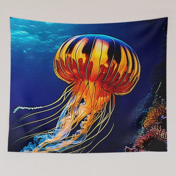 Item preview, Vibrant Jellyfish Underwater Art designed and sold by Health And Fitness Posts e-Store.