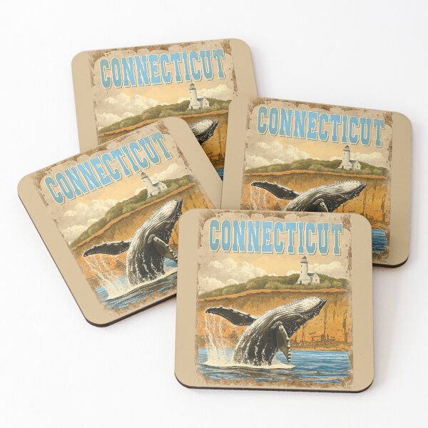 Item preview, Connecticut Whale Poster – Retro Coastal Nature Wall Art designed and sold by PastEcho.