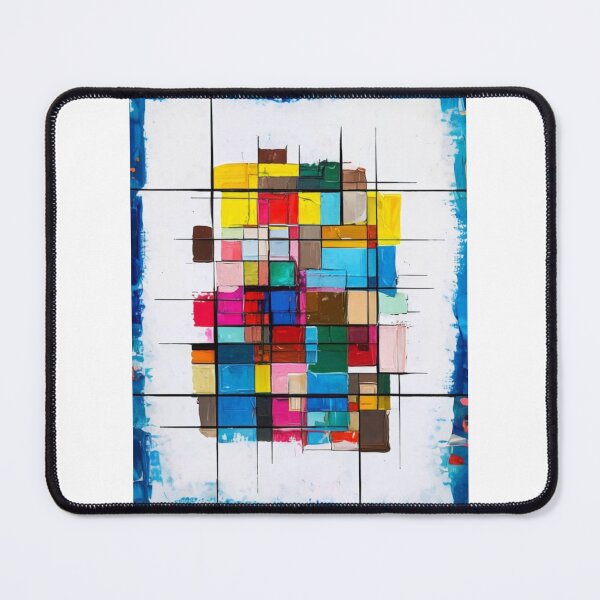 Item preview, Colorful Geometric Abstract Painting – Modern Art with Bold Blocks and Blue Border designed and sold by IINSPIRA.