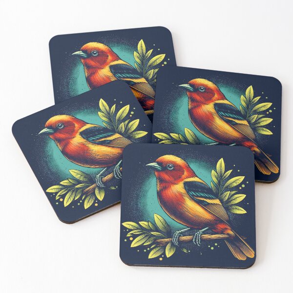 Item preview, Flame-colored Tanager 4 designed and sold by theAVIARY7.
