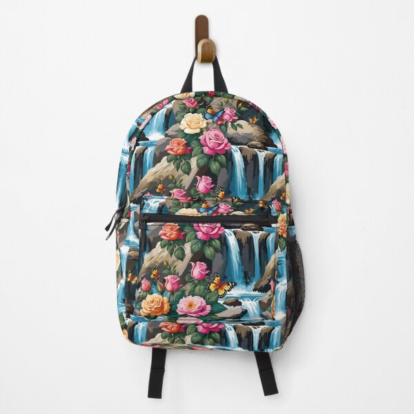 Item preview, Cascading Waterfalls And Rivers Tumbling Over Boulders With Delicate Roses And Fluttering Butterflies designed and sold by CarrollGene.