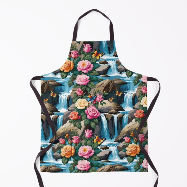 Item preview, Cascading Waterfalls And Rivers Tumbling Over Boulders With Delicate Roses And Fluttering Butterflies designed and sold by CarrollGene.