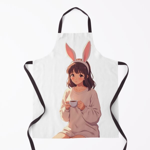 Item preview, Cute Bunny Girl in Cozy Sweater Drinking Coffee – Anime Aesthetic Art designed and sold by artiviohub.