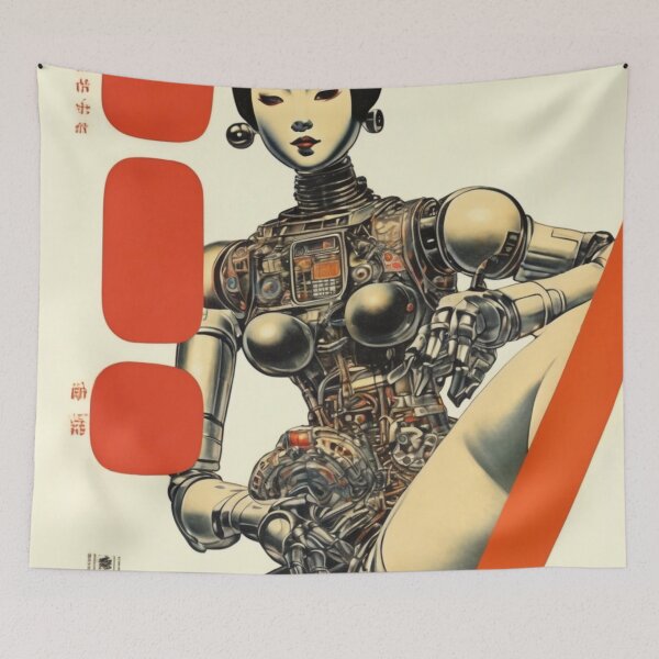 Item preview, Robot Shunga Retro Mid-century Imitation Japanese Erotica #198 designed and sold by NickWhittleArt.