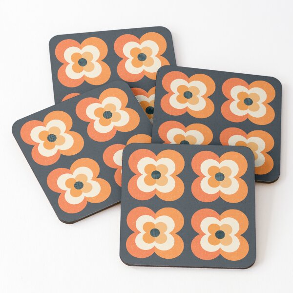 Item preview, Retro Flowers - Orange and Charcoal designed and sold by Daisy Beatrice.
