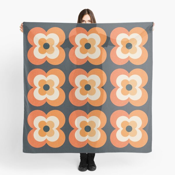 Item preview, Retro Flowers - Orange and Charcoal designed and sold by Daisy Beatrice.