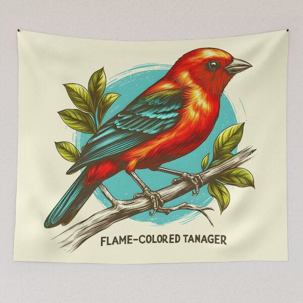 Item preview, Flame-colored Tanager 5 designed and sold by theAVIARY7.