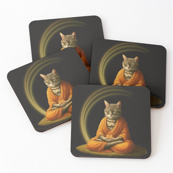 Item preview, Buddhist cat meditating with lotus designed and sold by FLIP-original.
