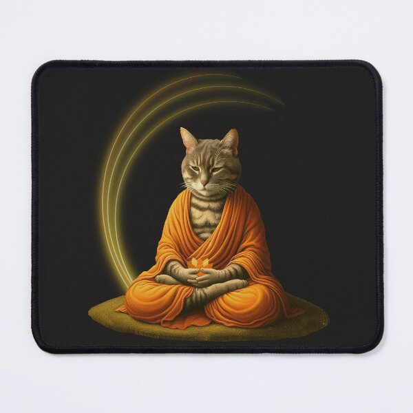 Item preview, Buddhist cat meditating with lotus designed and sold by FLIP-original.