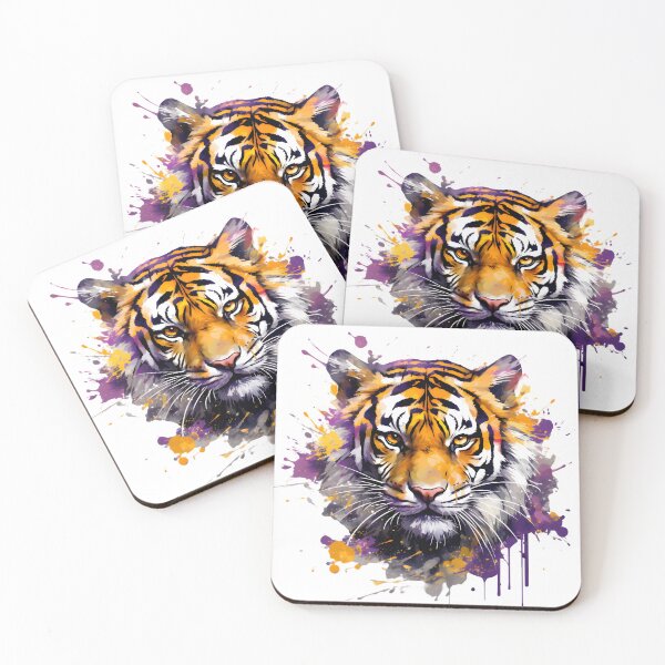 Item preview, bengal tiger in purple gold  designed and sold by GeauxTigs225.
