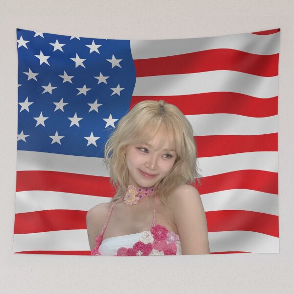 Item preview, Kpop Le Sserafim Chaewon American Flag Chaewon USA Flag Kpop Funny design! designed and sold by StarBunnyDesign.